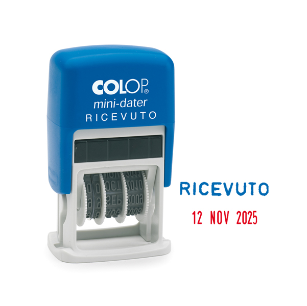 MD_38121 Timbro Mini Dater S160/L2 Datario + RICEVUTO - 4 mm - autoinchiostrante - Colop - immagine 1
