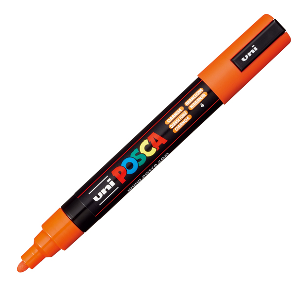 MD_39060 Marcatore a base d'acqua Uni Posca PC5M - punta tonda media da 1,8mm a 2,5mm - arancione - Uni Mitsubishi - immagine 1