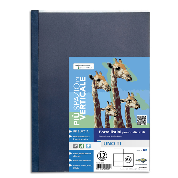 MD_40228 Portalistini personalizzabile Uno TI - 30x42 cm (libro) - 12 buste - blu - Sei Rota - immagine 1