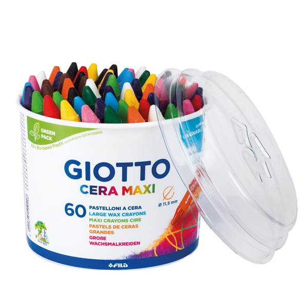 MD_40459 Pastelli cera maxi - lunghezza 100mm Ø11,50mm - Giotto - barattolo 60 pastelli - immagine 1