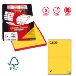 Etichette adesive C/509 - in carta - permanenti - 210 x 148,5 mm - 2 et/fg - 100 fogli - giallo - Markin