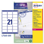 Etichette adesive L7160 - in carta - angoli arrotondati - laser - permanenti - 63,5 x 38,1 mm - 21 et/fg - 100 fogli -  bianco - Avery