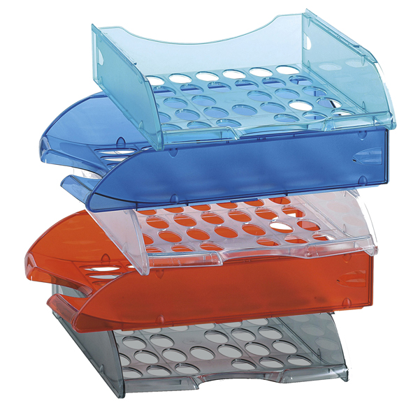 MD_45368 Vaschetta portacorrispondenza forata E040 - 26 x 34,5 x 6,5 cm - neutro trasparente - Fellowes - immagine 1