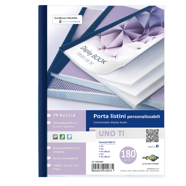 MD_45729 Portalistini personalizzabile Uno TI - 22x30 cm - 180 buste - blu - Sei Rota - immagine 1