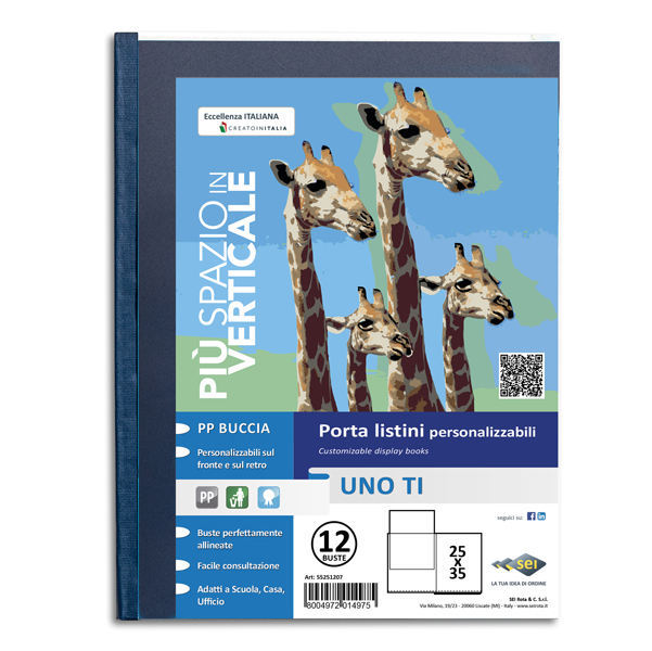 MD_45731 Portalistini personalizzabile Uno TI - 25x35 cm - 12 buste - blu - Sei Rota - immagine 1