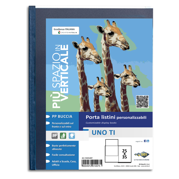 MD_45732 Portalistini personalizzabile Uno TI - 25x35 cm - 24 buste - blu - Sei Rota - immagine 1