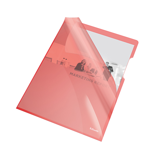MD_45798 Cartellina a L - A4 - PVC - liscio pesante - rosso cristallo - Esselte - conf. 25 pezzi - immagine 1