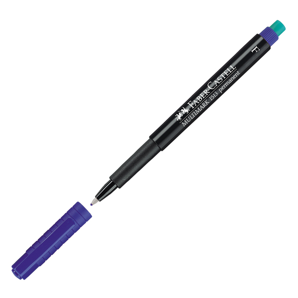 MD_45930 Pennarello Multimark universale permanente con gomma - punta fine 0,6mm - blu - Faber-Castell - immagine 1