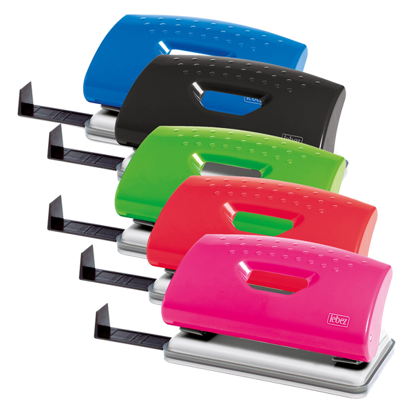 MD_47066 Perforatore 1260 - max 10 fogli - 2 fori - passo 8 cm - colori assortiti - Lebez - immagine 1
