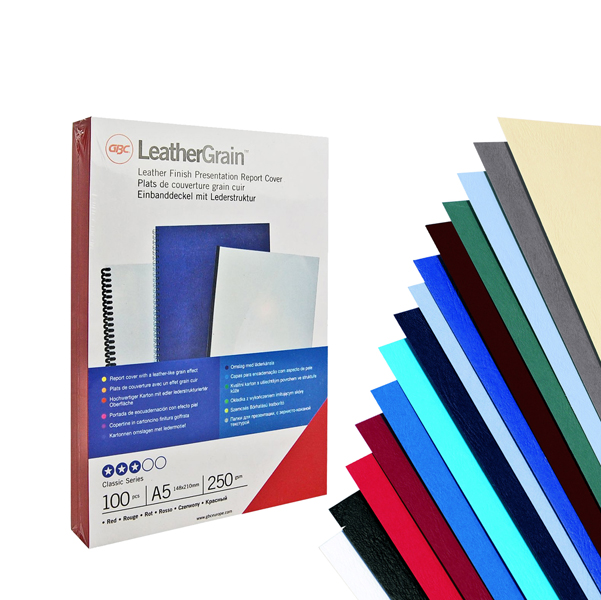 MD_47211 Copertine Leathergrain - A3 - 250 gr - nero goffrato - GBC - scatola 100 pezzi - immagine 1