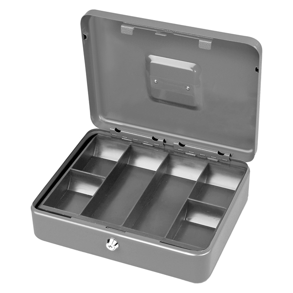MD_47843 Cassetta portavalori Secur - 25 x 18 x 9 cm - grigio chiaro - Metalplus - immagine 1