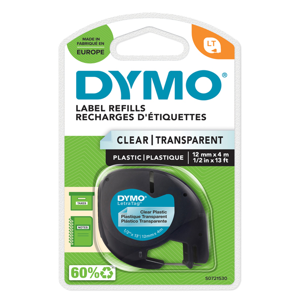 MD_48630 Nastro Letratag 122670 - 12 mm x 4mt - plastica - trasparente - Dymo - immagine 1
