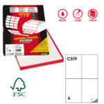 Etichette adesive C/519 - in carta -extra permanenti - 105 x 148,5 mm - 4 et/fg - 100 fogli - bianco - Markin