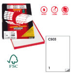 Etichette adesive C/503 - in carta - extra permanenti - 21 x 29,7 cm - 1 et/fg - 100 fogli - bianco - Markin