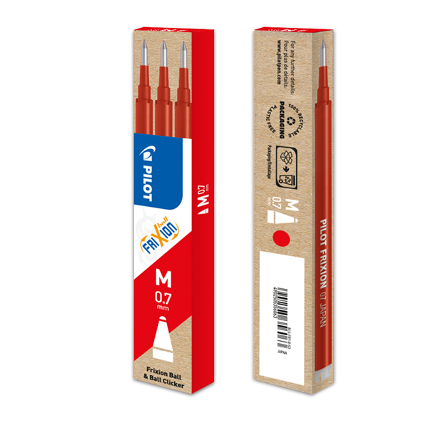 MD_49898 Refill a sfera Frixionball - punta 0,7mm - rosso - Pilot - conf. 3 pezzi - immagine 1