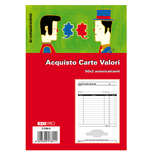 MD_50247 Blocco acquisto valori bollati - 50/50 fogli autoricalcanti - 23 x 15cm - Edipro - immagine 1