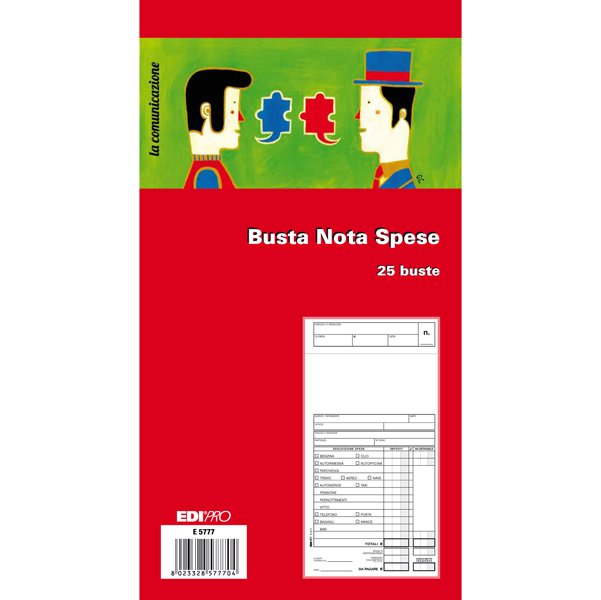 MD_50263 Blocco buste nota spese - 28 x 15cm - Edipro - conf. 25 buste - immagine 1