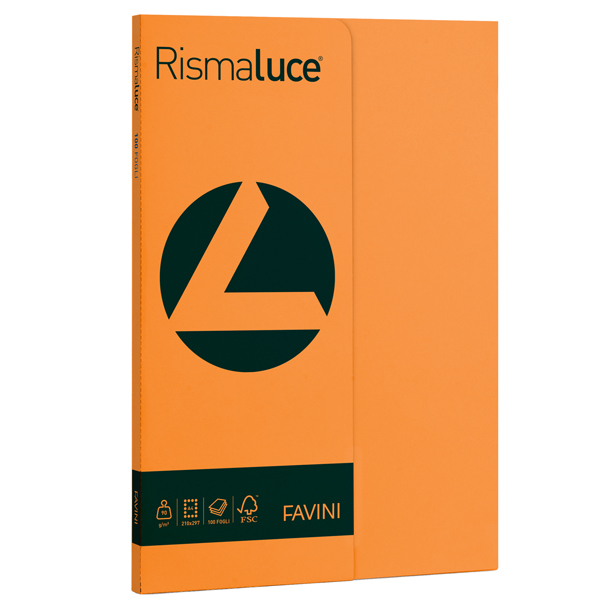 MD_50565 Carta Rismaluce Small - A4 - 90 gr - arancio 56 - Favini - conf. 100 fogli - immagine 1