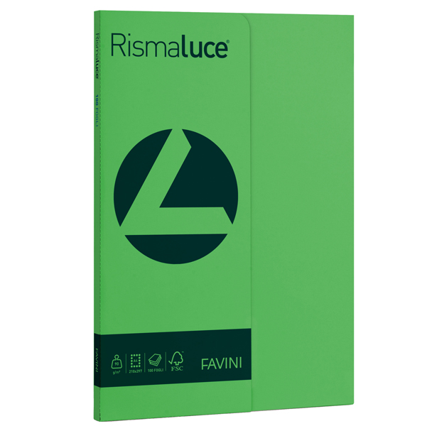 MD_50569 Carta Rismaluce Small - A4 - 90 gr - verde 60 - Favini - conf. 100 fogli - immagine 1