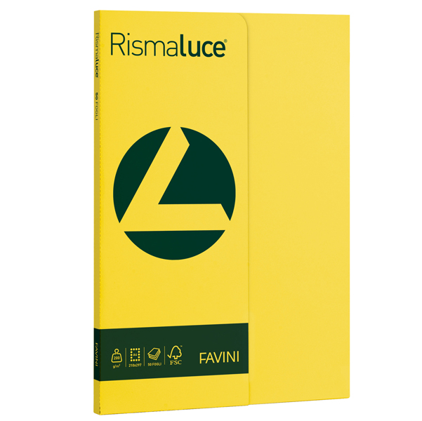 MD_50574 Carta Rismaluce Small - A4 - 200 gr - giallo sole 53 - Favini - conf. 50 fogli - immagine 1