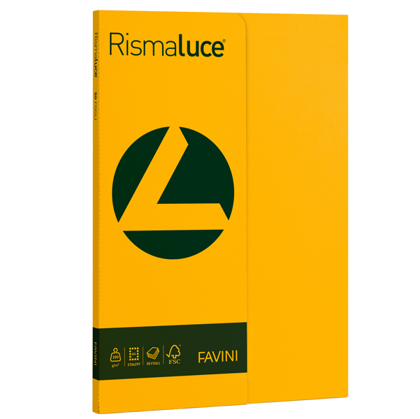 MD_50575 Carta Rismaluce Small - A4 - 200 gr - giallo oro 52 - Favini - conf. 50 fogli - immagine 1