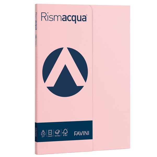 MD_50587 Carta Rismacqua Small - A4 - 90 gr - rosa 10 - Favini - conf. 100 fogli - immagine 1