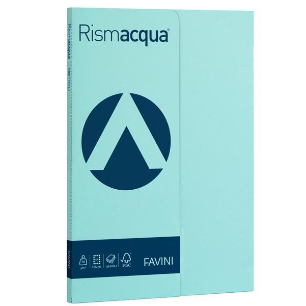 MD_50589 Carta Rismacqua Small - A4 - 90 gr - celeste 08 - Favini - conf. 100 fogli - immagine 1