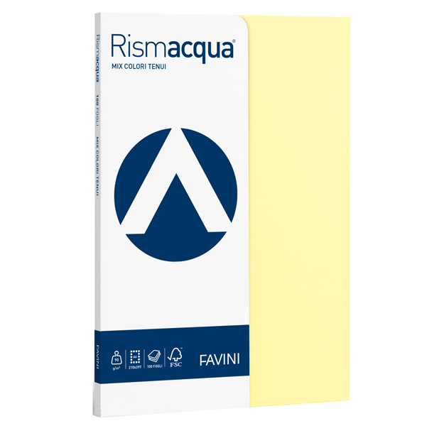 MD_50594 Carta Rismacqua Small - A4 - 90 gr - mix 5 colori - Favini - conf. 100 fogli - immagine 1