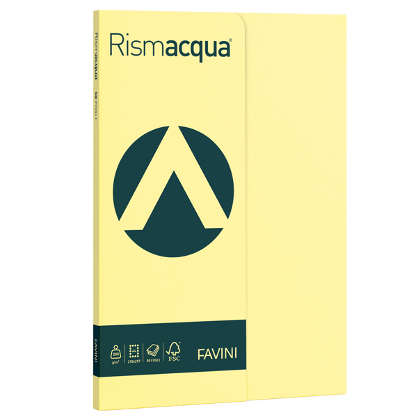 MD_50596 Carta Rismacqua Small - A4 - 200 gr - giallo chiaro 07 - Favini - conf. 50 fogli - immagine 1