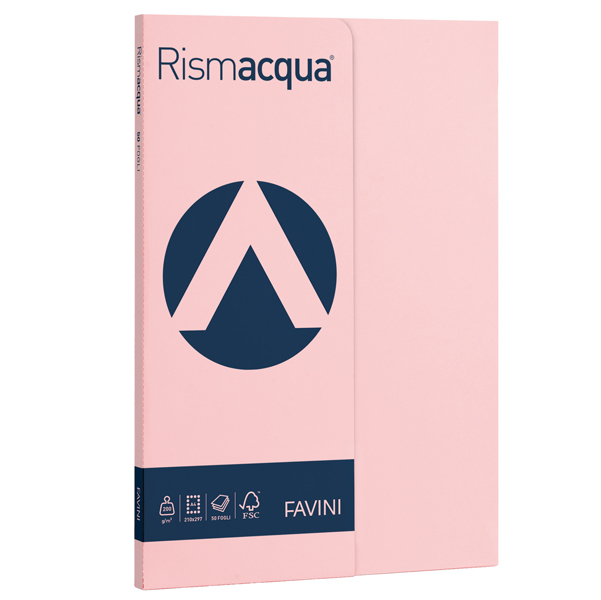 MD_50597 Carta Rismacqua Small - A4 - 200 gr - rosa 10 - Favini - conf. 50 fogli - immagine 1