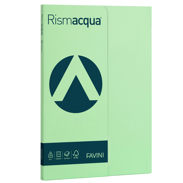 MD_50600 Carta Rismacqua Small - A4 - 200 gr - verde chiaro 09 - Favini - conf. 50 fogli - immagine 1
