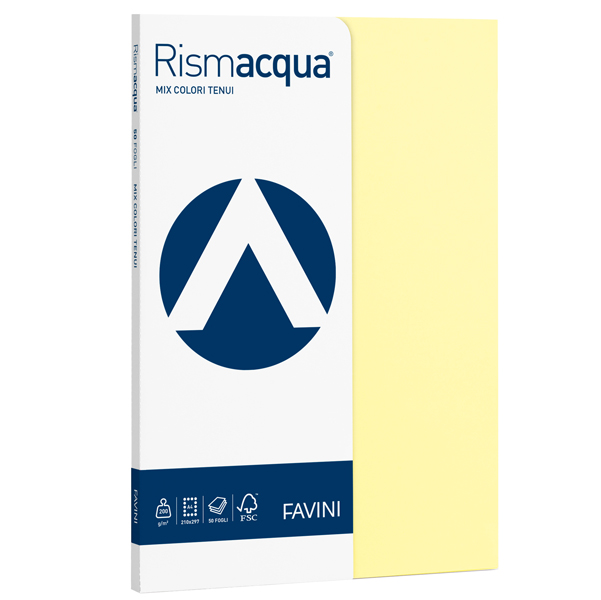MD_50604 Carta Rismacqua Small - A4 - 200 gr - mix 5 colori - Favini - conf. 50 fogli - immagine 1