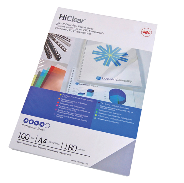 MD_50789 Copertine Hi-Clear - A4 - 200 micron - neutro trasparente - GBC - scatola 100 pezzi - immagine 1