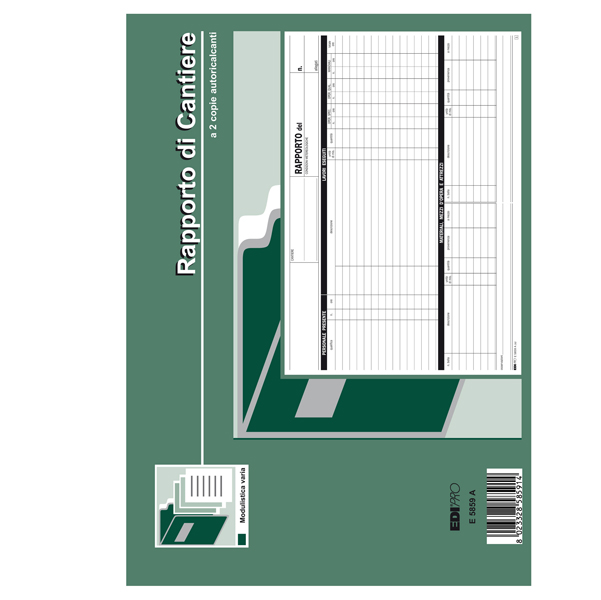 MD_51174 Blocco rapporto di cantiere - 50/50 fogli autoricalcanti - 21 x 30cm - Edipro - immagine 1