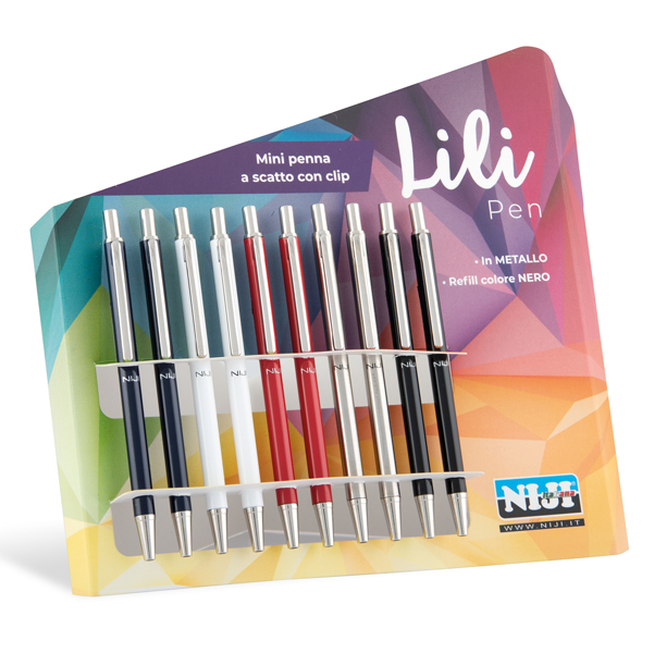 MD_51738 Penna mini a scatto da agenda - colori assortiti - Lebez - conf. 10 pezzi - immagine 1