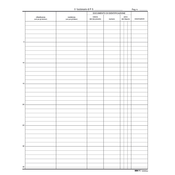 MD_52016 Registro persone alloggiate - 31 x 24,5cm - 46pg - Edipro - immagine 1
