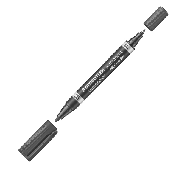 MD_52920 Pennarello Lumocolor Permanent Duo 348 punta feltro - punta 0,6mm e 1,5mm - nero - Staedtler - immagine 1