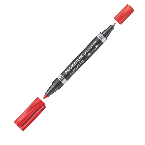 MD_52922 Pennarello Lumocolor Permanent Duo 348 punta feltro - punta 0,6mm e 1,5mm - rosso - Staedtler - immagine 1
