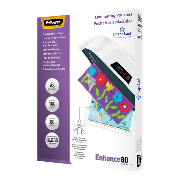 MD_53375 Pouches Enhance80 - A3 - 303x426 mm - 2x80 micron - Fellowes - scatola 100 pezzi - immagine 1