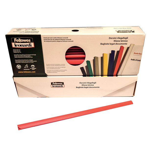 MD_53405 Dorsetti tondi per rilegatura - 8 mm - rosso - Fellowes - scatola 50 pezzi - immagine 1