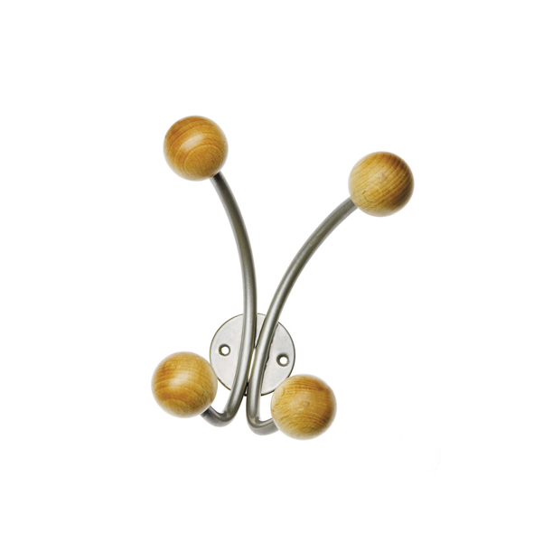 MD_53451 Appendiabiti da muro - 4 posti - 15 x 15 x 8,5 cm - argento - Alco - immagine 1
