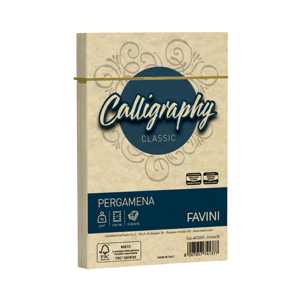 MD_53631 Busta Calligraphy Pergamena - 120 x 180 mm - 90 gr - crema 05 - Favini - conf. 25 pezzi - immagine 1