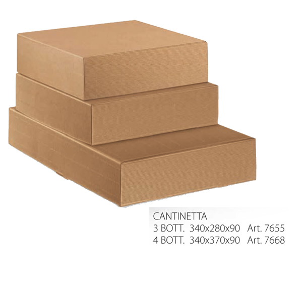 MD_56471 Scatola in cartone Onda avana - fino a 3 bottiglie - 34 x 28 x 9cm - Scotton - immagine 1