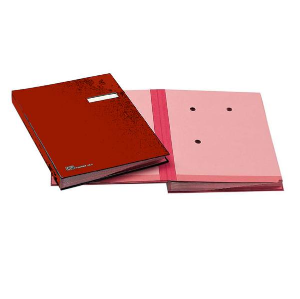 MD_56604 Libro firma - 18 intercalari - con porta etichette - 24x34 cm - rosso - Fraschini - immagine 1