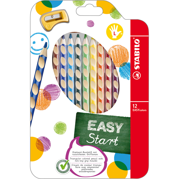 332_12er_Etui_EASYcolors_R_.fh9 Pastelli Easycolors - diametro mina 4,2 mm - per mancini - Stabilo - astuccio 12 colori - immagine 1