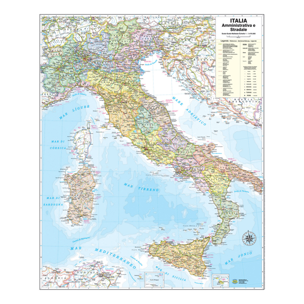 MD_57414 Carta geografica Italia amministrativa e stradale - murale - 67 x 85 cm - Belletti - immagine 1