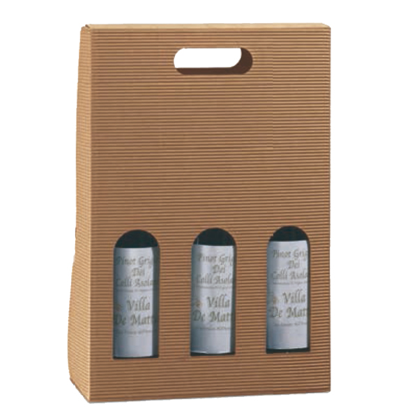 MD_57650 Scatola bottiglie Onda avana - 3 bottiglie - 270 x 90 x 385 mm - Scotton - immagine 1