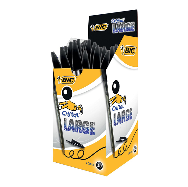 MD_57674 Penna sfera Cristal Large - punta 1,6 mm - nero - Bic - conf. 50 pezzi - immagine 1
