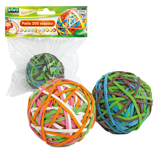 MD_57977 Elastici - diametro 5 cm - colori assortiti - Lebez - sfera da 200 elastici - immagine 1