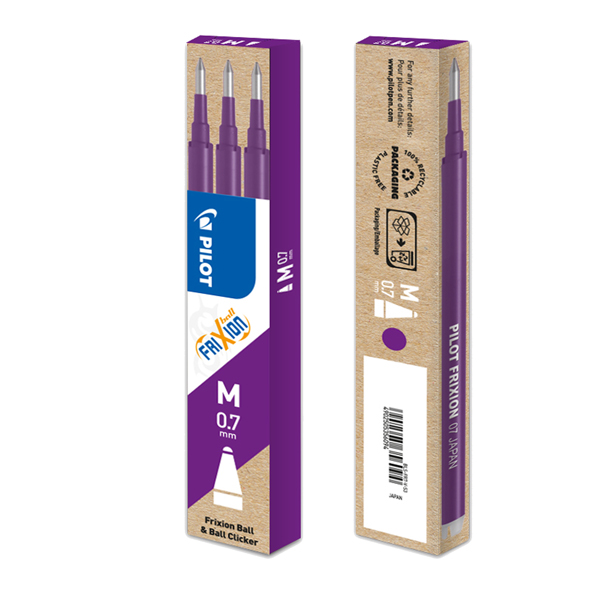 MD_58732 Refill a sfera Frixionball - punta 0,7mm - viola - Pilot - conf. 3 pezzi - immagine 1